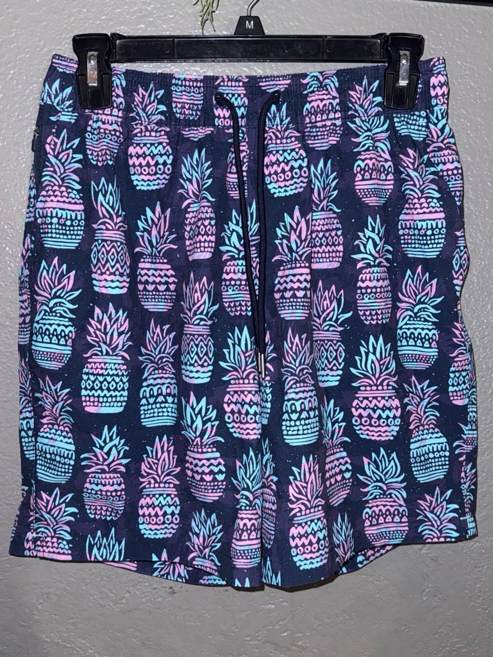 Goodfellow & Co Navy Tropical Print Swim Shorts with Pink & Teal Accents